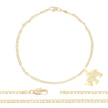 Elephant Pendant 14K Gold Filled Cubic Zirconia Anklet 10" Set 2.5 mm Women Jewelry