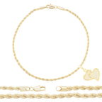 CZ Heart Charm 14K Gold Filled Rope Anklet 10" Chain Women Jewelry