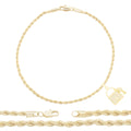 Lock Pendant 14K Anklet Gold Filled Cubic Zirconia Charm Rope Chain Set 10" Women Jewelry
