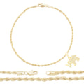 Elephant Pendant 14K Gold Filled Rope Anklet 2.4 mm Chain 10" Jewelry for Teen Female Brass