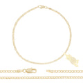 Owl Pendant 14K Gold Filled Cubic Zirconia Anklet 10" Set 2.5 mm Women