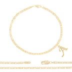 A-Z Initial Letter Pendant 14K Gold Filled Cubic Zirconia Mariner Chain Anklet 10" Set 3.2 mm  Women Jewelry