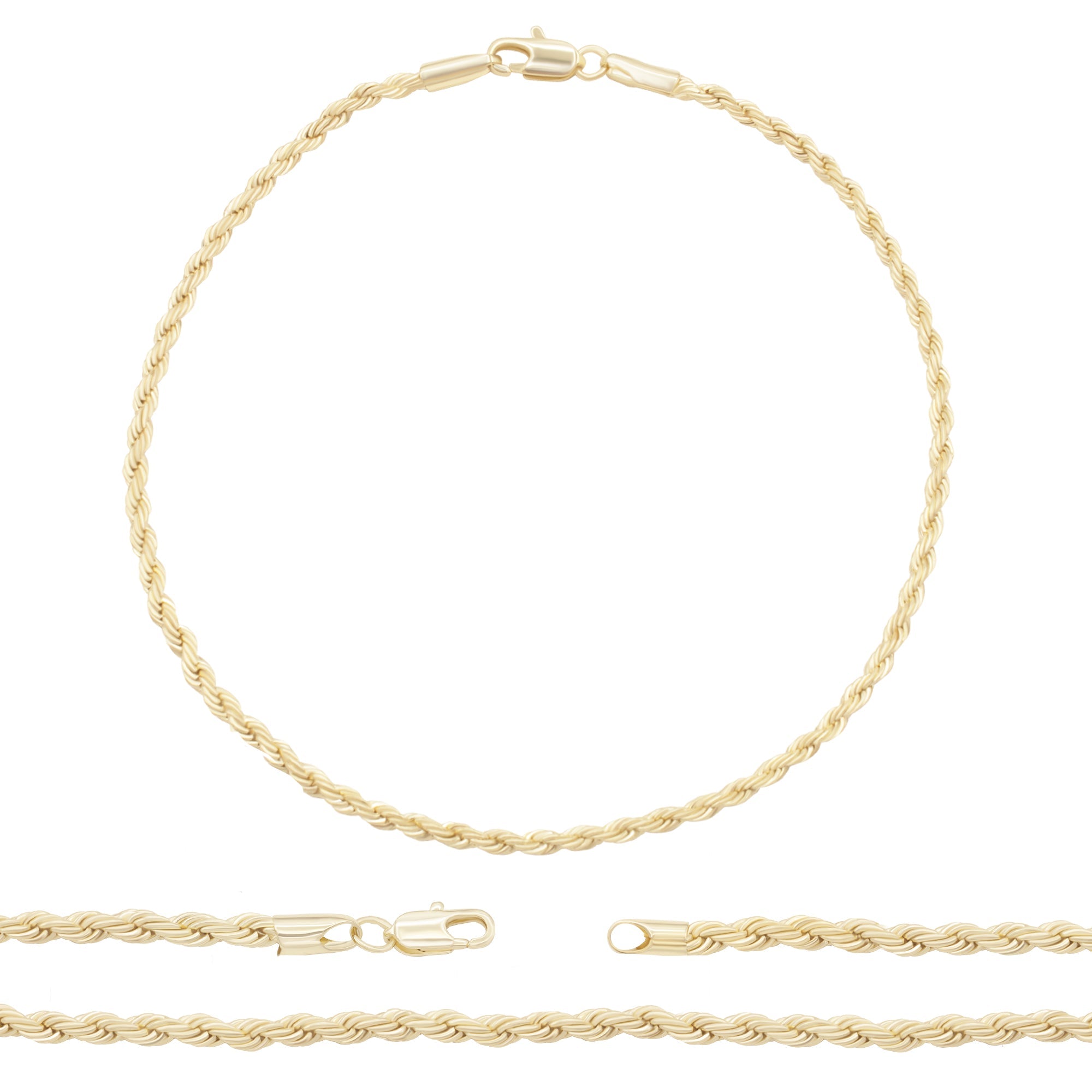 14K Gold Filled Anklet Rope Chain 9.5" Anklet Women Women Jewelry
