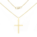 Thin Cross Cubic Zirconia Pendant With Necklace Set 14K Gold Filled