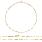 14K Gold Filled Anklet Diamond Cut Figaro Chain Anklet 10" Women Jewelry