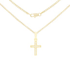 Cross Cubic Zirconia Pendant With Necklace Set 14K Gold Filled