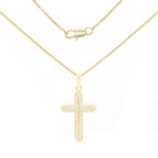 Cross 3 Cubic Zirconia Pendant With Necklace Set 14K Gold Filled