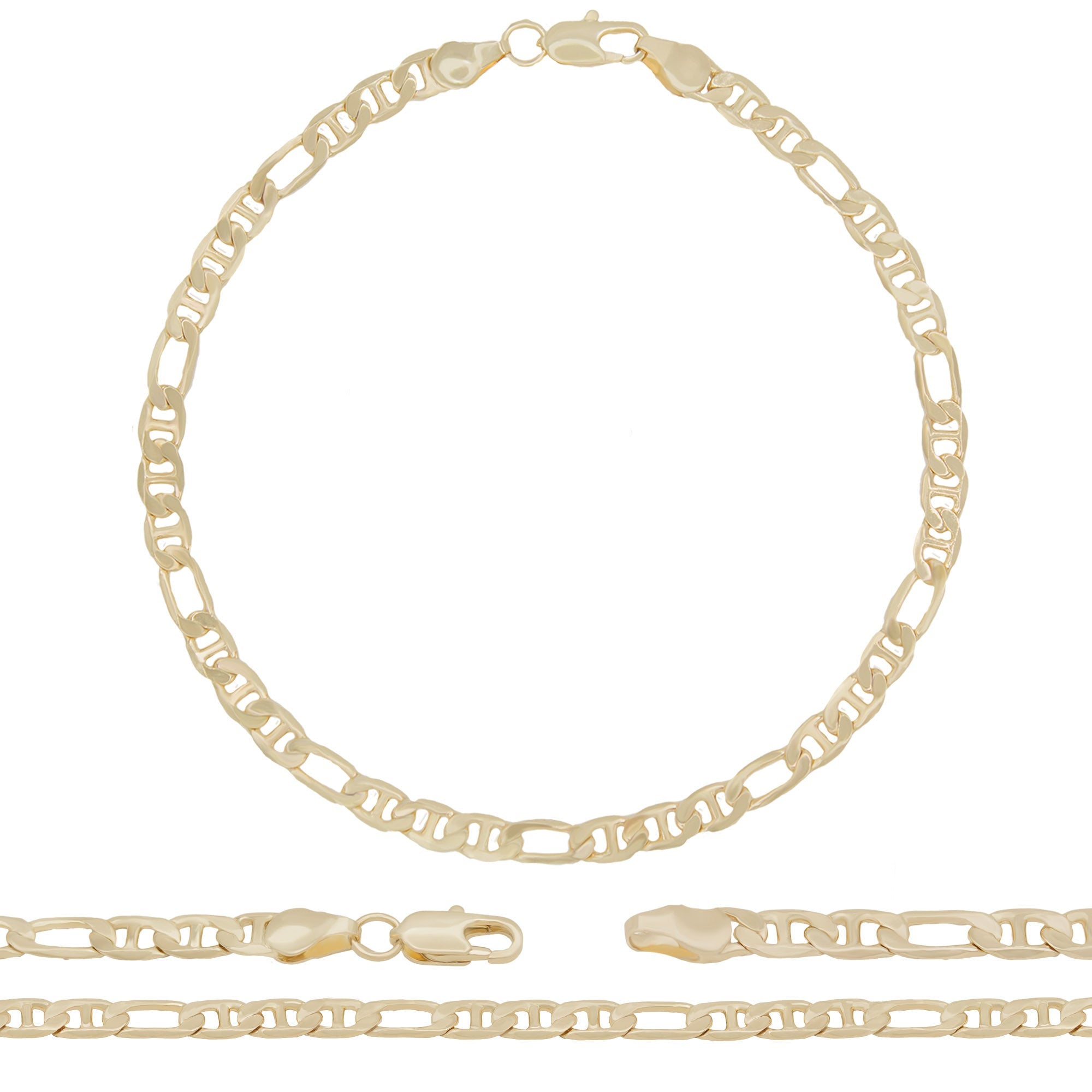 14K Gold Filled Anklet Figaro Mariner Chain Anklet 10" Women Jewelry