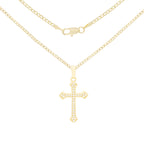 Cross Pendant Cubic Zirconia 14K Gold Filled Chain Necklace Set