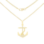 Cubic Zirconia Devil Anchor Pendant 14K Gold Filled Necklace Set
