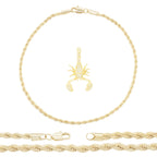 Scorpion Pendant 14K Anklet Gold Filled Cubic Zirconia Charm Rope Chain Set 10" WomenJewelry