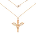 Angel Pendant Cubic Zirconia 18K Gold Filled Rolo Chain Necklace Set CZ Charm Fashion Jewelry Gift Women Men 2.2 mm 18”