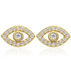 Evil Eye Stud 14K Gold Plated Stud Earrings Cubic Zirconia Jewelry Men Women