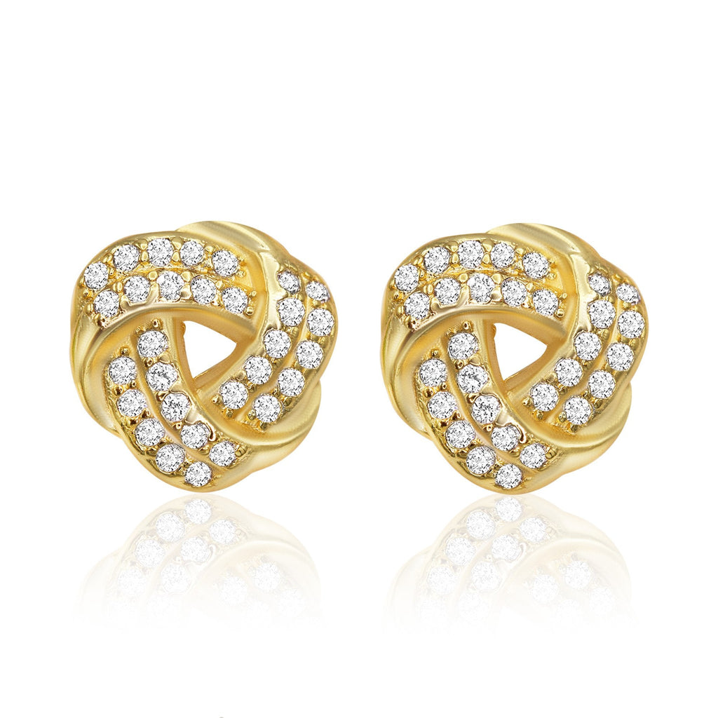 Trinity Celtic Knot Stud 14K Gold Plated Stud Earrings Cubic Zirconia Jewelry Women