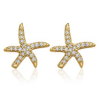 Starfish Cubic Zirconia Earrings 14K Gold Filled Hip Hop Studs Jewelry Women