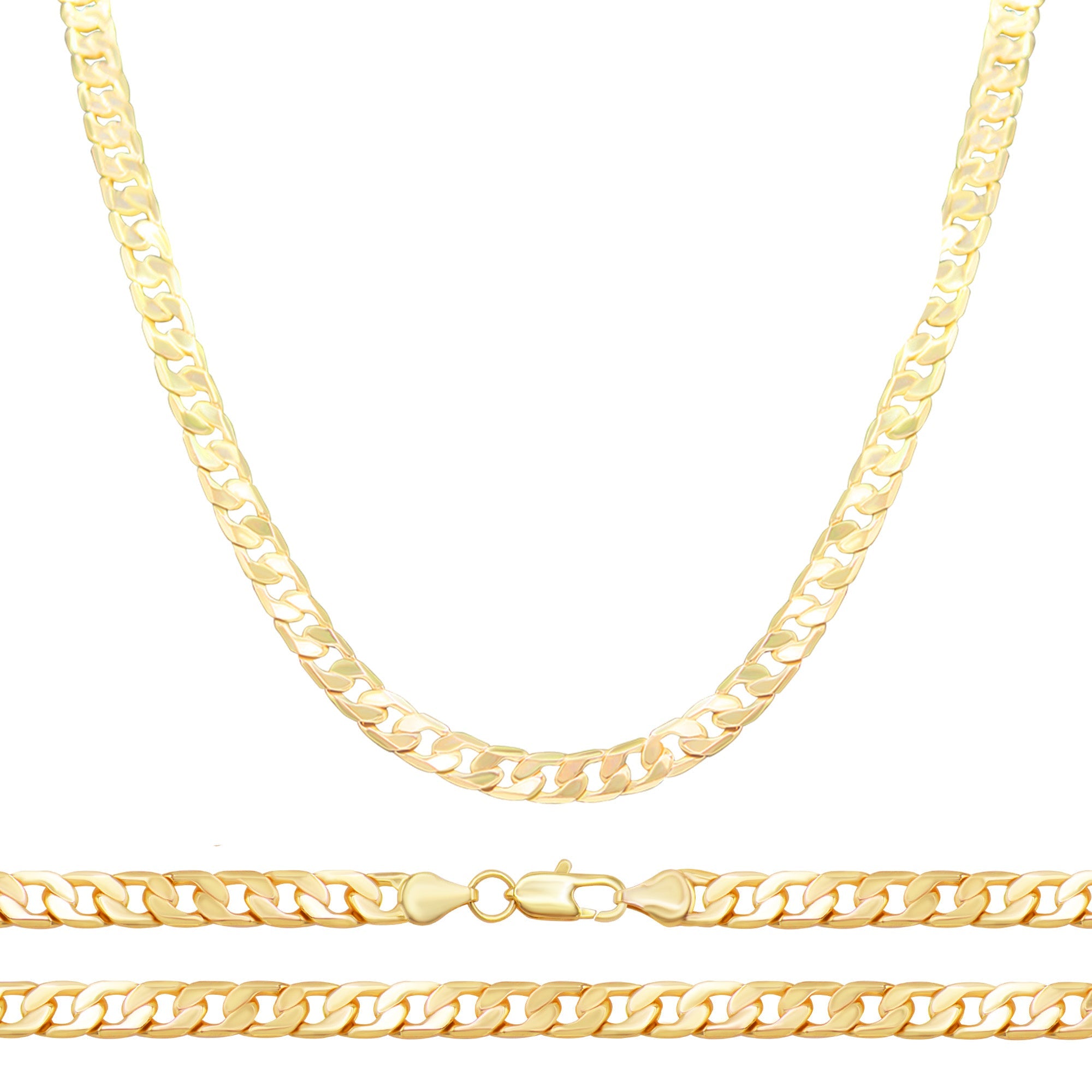 Cuban Link 14K Gold Filled Necklace 24" Bracelet 8.5" Set
