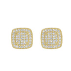Double Square 6 Cubic Zirconia Earrings 14K Gold Filled Silver Hip Hop Studs Ear Piercing Jewelry Women Men