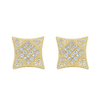 Square 7 Cubic Zirconia Earrings 14K Gold Filled Silver Hip Hop Studs Jewelry Women Men