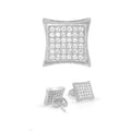 Square 6 Cubic Zirconia Earrings 14K Gold Filled Silver Hip Hop Studs Jewelry Women Men