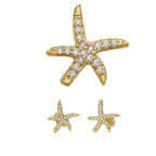 Starfish Cubic Zirconia Earrings 14K Gold Filled Hip Hop Studs Jewelry Women