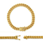Cuban Link Chain 14K Gold Plated Curb Bracelet 8.5" Stainless Steel Men Jewelry
