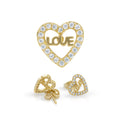 Heart 14 Cubic Zirconia Earrings 14K Gold Filled Silver Hip Hop Studs Jewelry Women