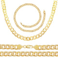 Diamond Cut Cuban Link 14K Gold Filled Necklace 24" Bracelet 8.5" Set 9 mm