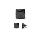 Cubic Zirconia Square Stud Earrings Stainless Steel Black Jewelry Men Women