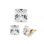 Cubic Zirconia Square 14K Gold Filled Stud Earrings Stainless Steel Jewelry Men Women