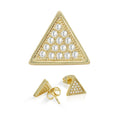 Triangle 14K Gold Filled Silver Earrings Cubic Zirconia Hip Hop Studs  Jewelry Men Women