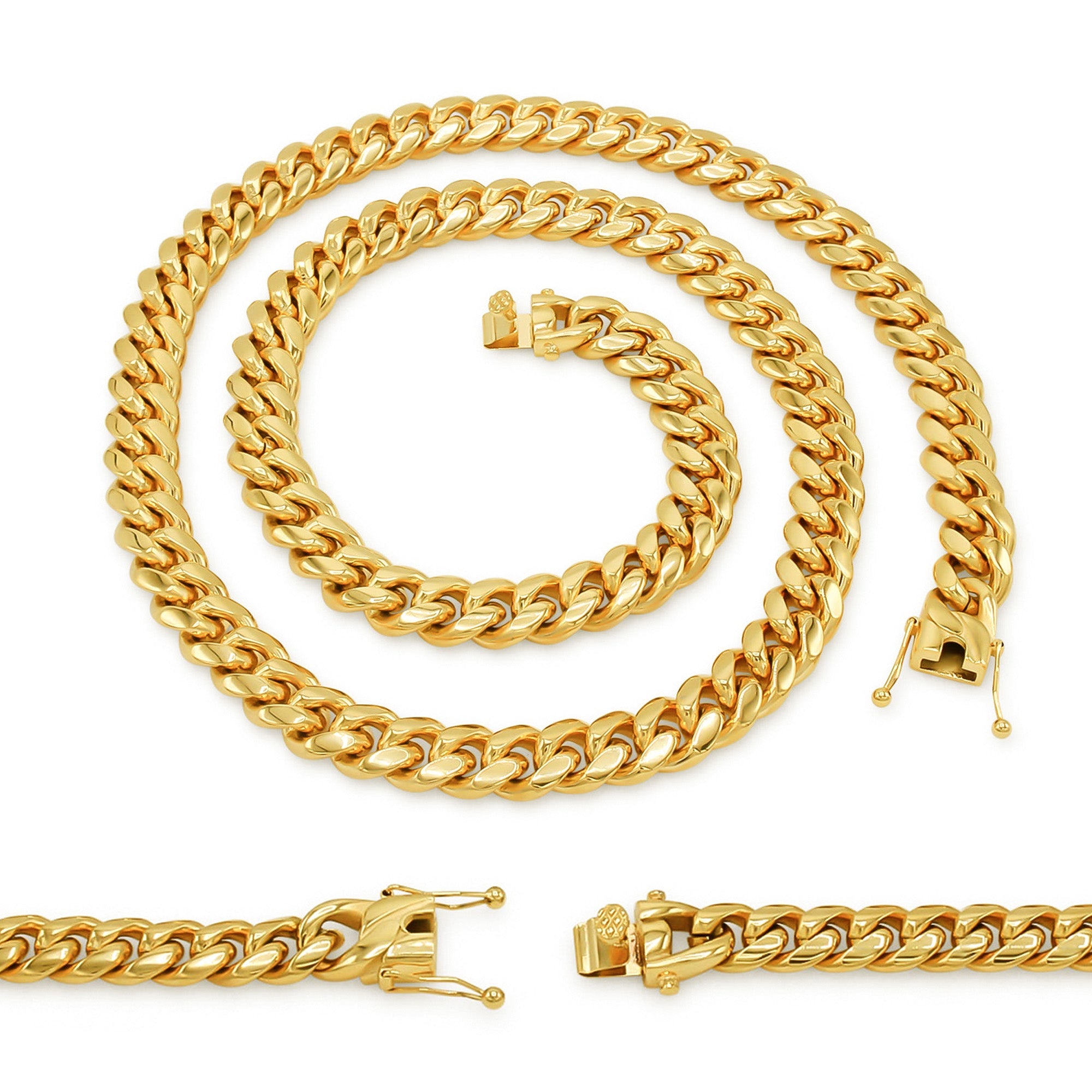 Cuban Link 14K Gold Plated Necklace 30" For Men
