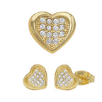 Heart 1 Cubic Zirconia Earrings 14K Gold Filled Hip Hop Studs Jewelry Women