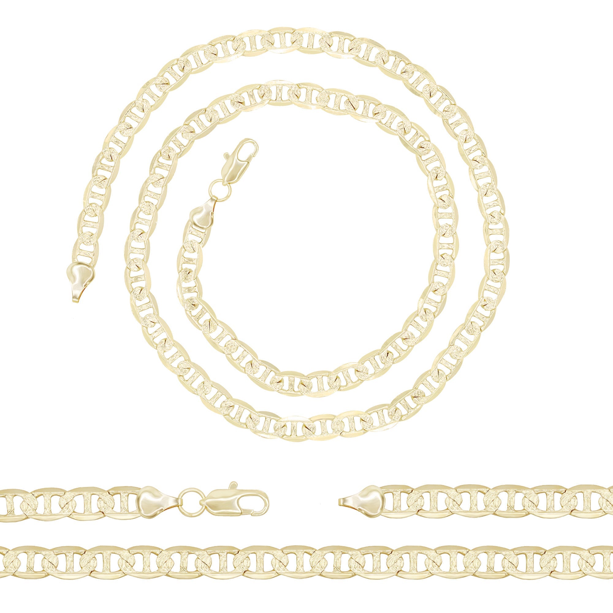 Diamond-Cut 14K Gold Filled Mariner Chain Necklace 24" 7 mm