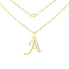 Alphabet A-Z Initial Letter CZ Pendant 14K Gold Filled Rope Chain Set 18" 20" 24" Women