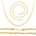 14K Gold Filled Rope Chain Necklace 24" Bracelet 8.5" Set for Men 5 - 6 mm