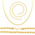 14K Gold Filled Rope Chain Necklace 24" Bracelet 8.5" Set for Men 5 - 6 mm