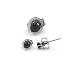 Cubic Zirconia Round Stud Earrings Stainless Steel Black Jewelry Men Women