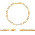 Diamond-Cut Figaro Chain 14K Gold Filled Bracelet 8.5" Lobster Claw Clas Men Jewelry 6 mm