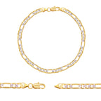 Diamond-Cut Figaro Chain 14K Gold Filled Bracelet 8.5" Lobster Claw Clas Men Jewelry 6 mm