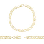 Mariner Diamond-Cut Chain 14K Gold Filled Bracelet 8.5" Lobster Claw Clasp Jewelry Gift for Men 7 mm