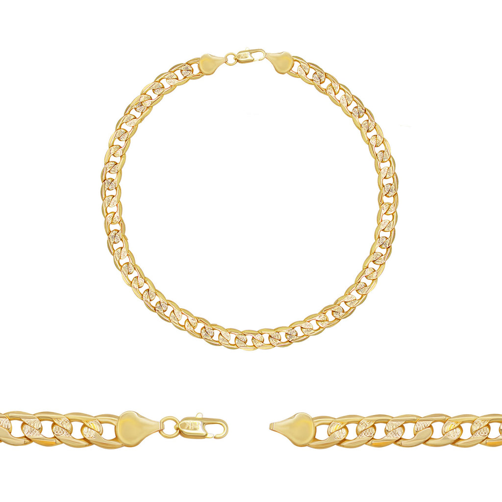 Diamond Cut Cuban Link Chain 14K Gold Filled Bracelet 8.5" Lobster Claw Clasp Men Jewelry 9 mm
