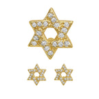 Star Of David Stud 14K Gold Plated Cubic Zirconia Earrings Jewelry Women Men