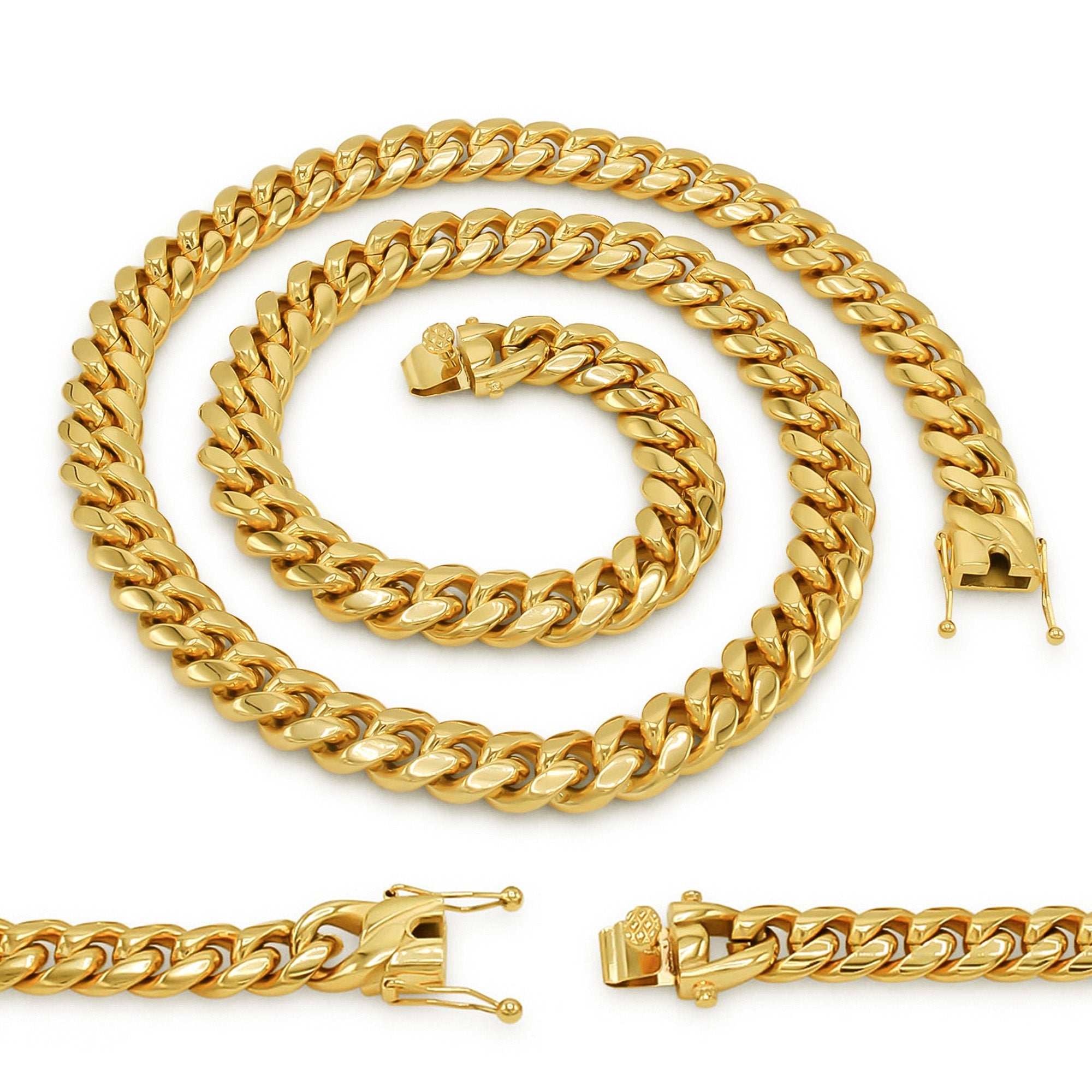 Cuban Link 14K Gold Plated Necklace 30" For Men
