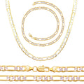 Diamond-Cut 14K Gold Filled Figaro Chain Necklace 24" Bracelet 8.5" Set 6 mm