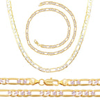 Diamond-Cut 14K Gold Filled Figaro Chain Necklace 24" Bracelet 8.5" Set 6 mm