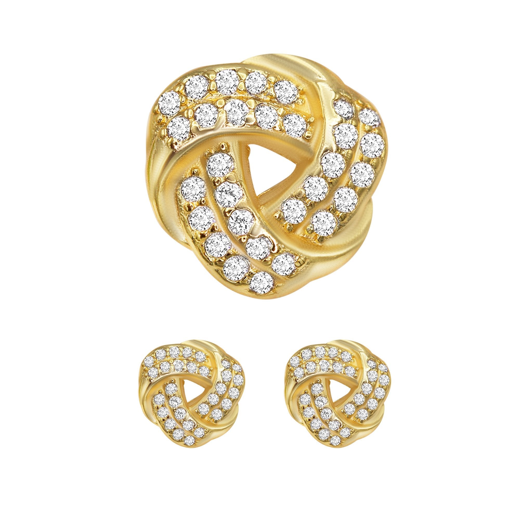Trinity Celtic Knot Stud 14K Gold Plated Stud Earrings Cubic Zirconia Jewelry Women