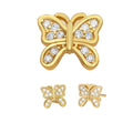 Butterfly 1 Stud 14K Gold Plated CZ Stud Earrings Cubic Zirconia Jewelry