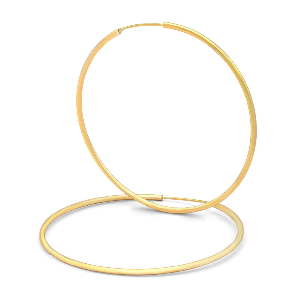 14K Gold Plated Hoop Women Earrings 2 mm 25 - 70 mm