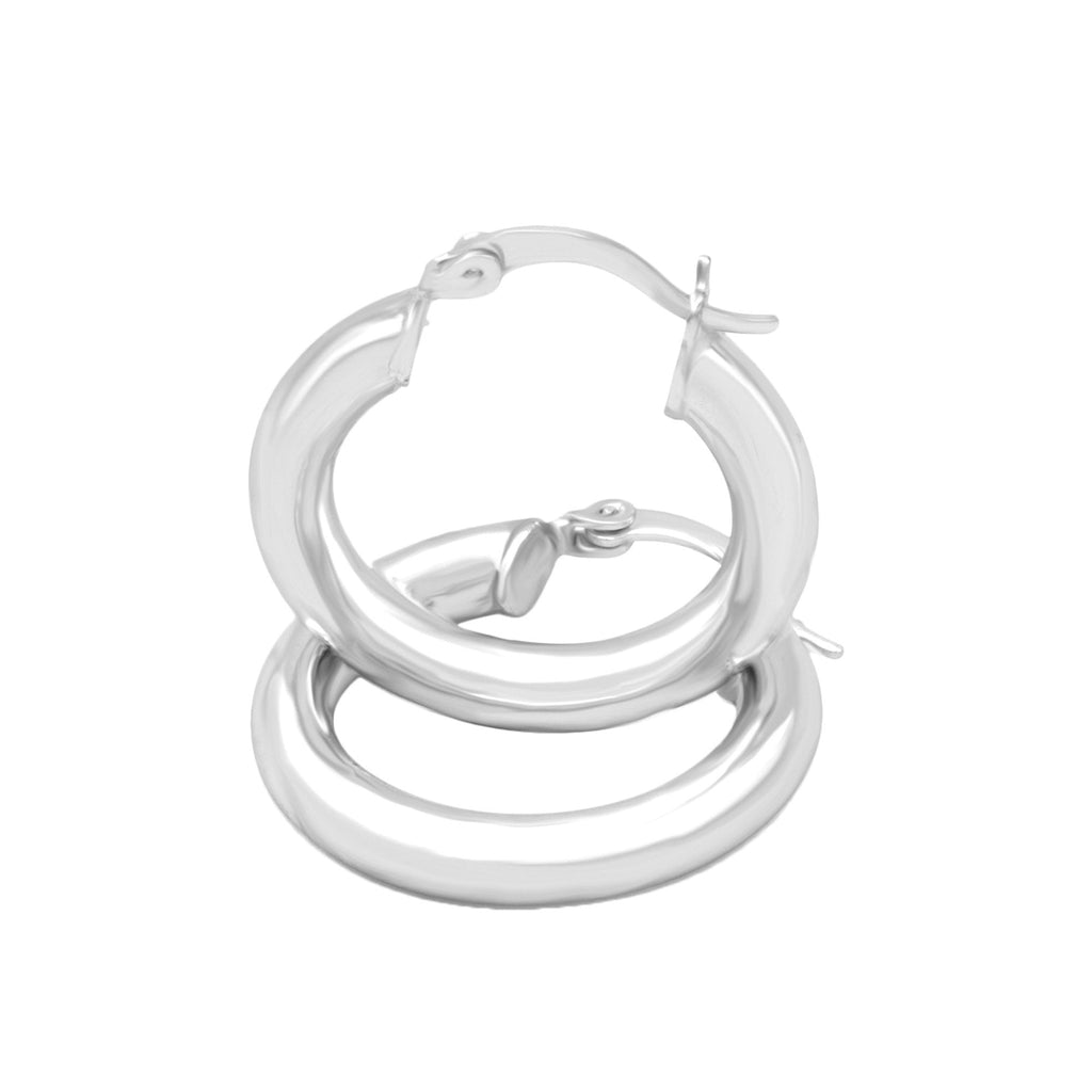 Silver Plain Hoop Women Earrings 4 mm 25 - 80 mm