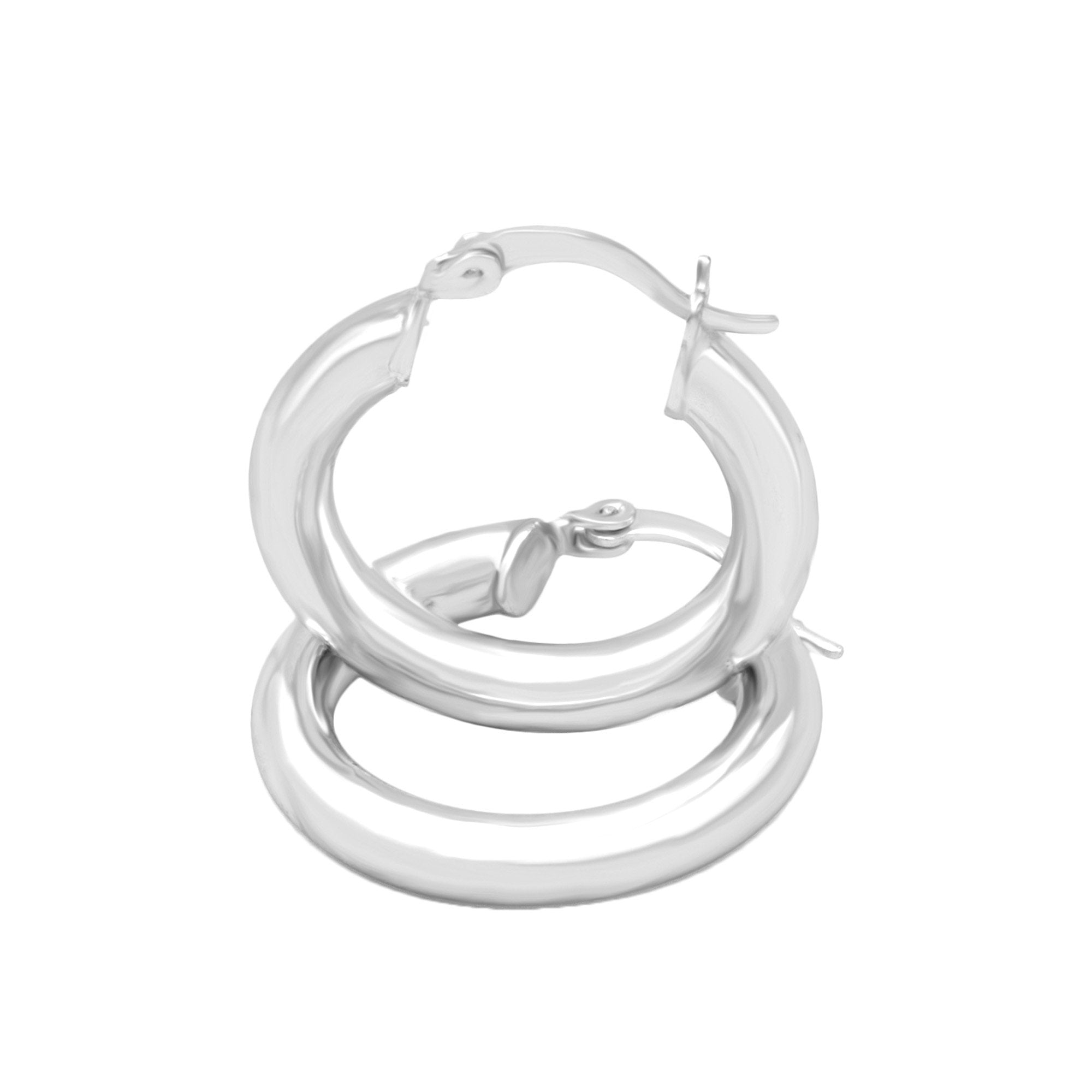 Silver Plain Hoop Women Earrings 4 mm 25 - 80 mm